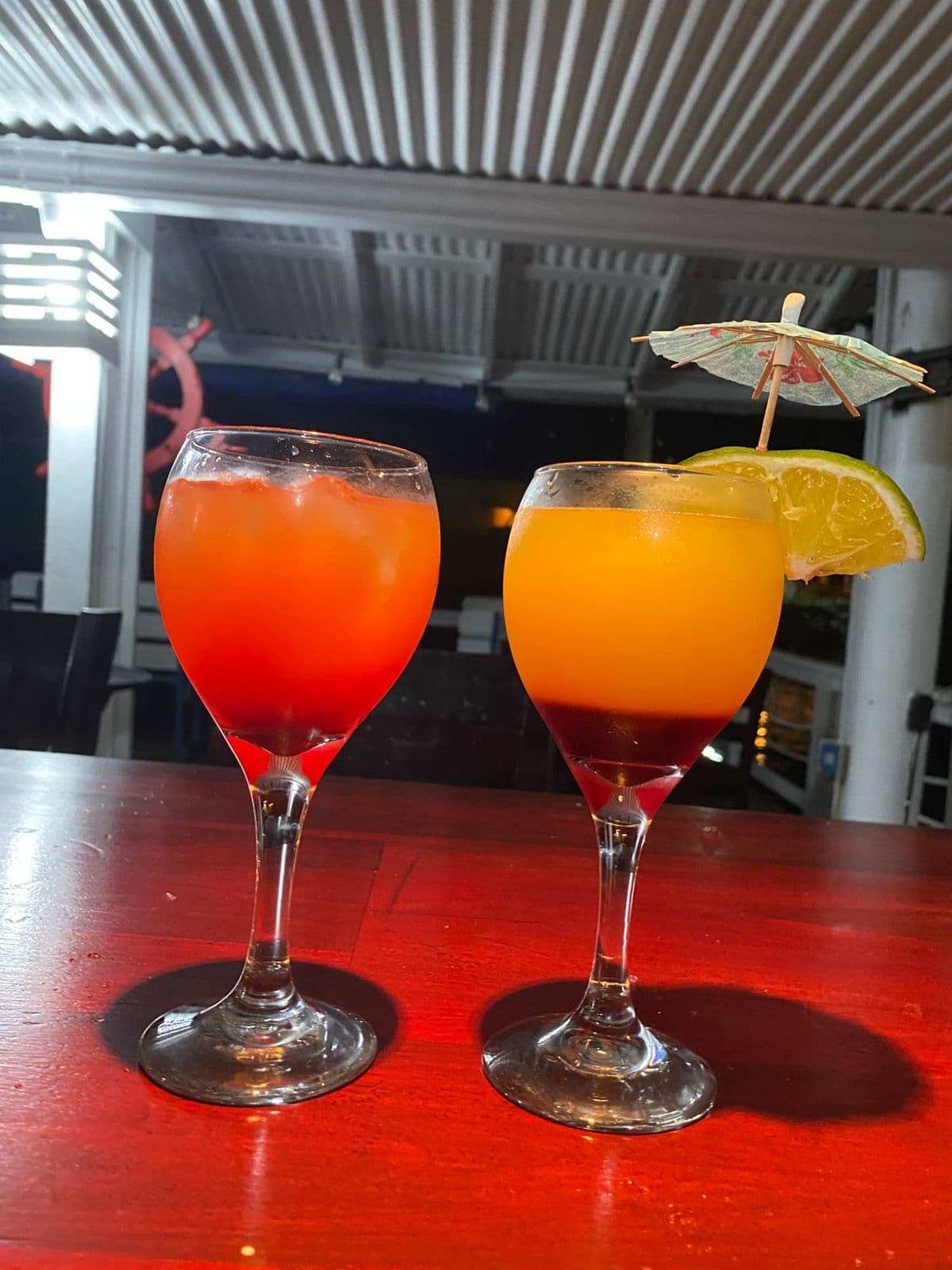 Sunset cocktails at the bar